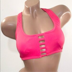 Vibrant Pink Bikini Top with Cutout Design